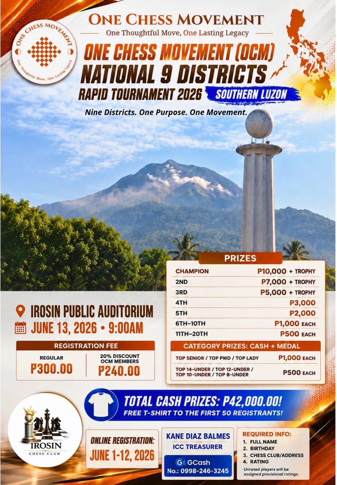 OCM National 9 Districts Rapid Tournament 2026 — Southern Luzon Leg poster
