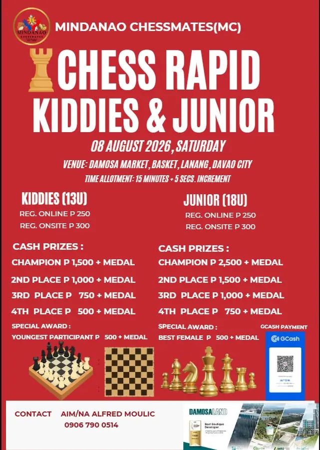 Mindanao Chessmates Kiddies & Junior Rapid — August 8, 2026 poster
