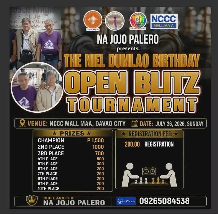 The Niel Dumlao Birthday Open Blitz Chess Tournament poster