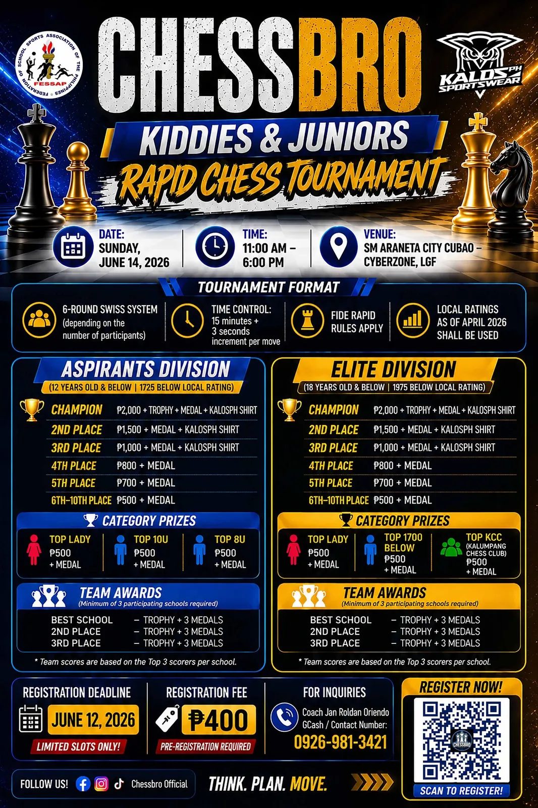 ChessBro Kiddies & Juniors Rapid Chess Tournament poster